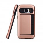 Wholesale Samsung Galaxy S7 Card Slots Hybrid Case (Champagne Gold)